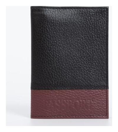 Обложка для паспорта, цвет бордовый/чёрный