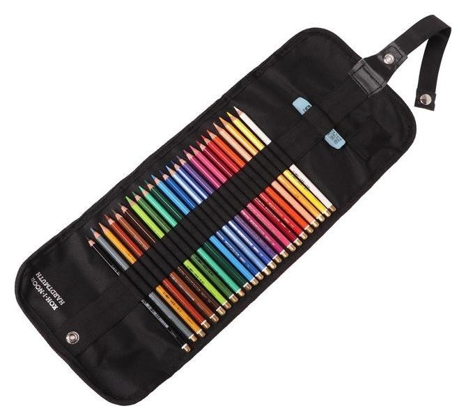 

Карандаши 24 цв Koh-i-noor Polycolor 3824, черн пенал-рулон текстильный на кнопке