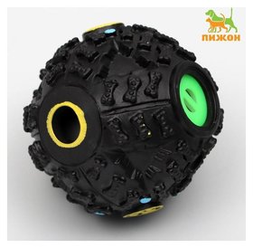 Квакающий мяч для собак, жёсткий, 7,5 см, чёрный Пижон