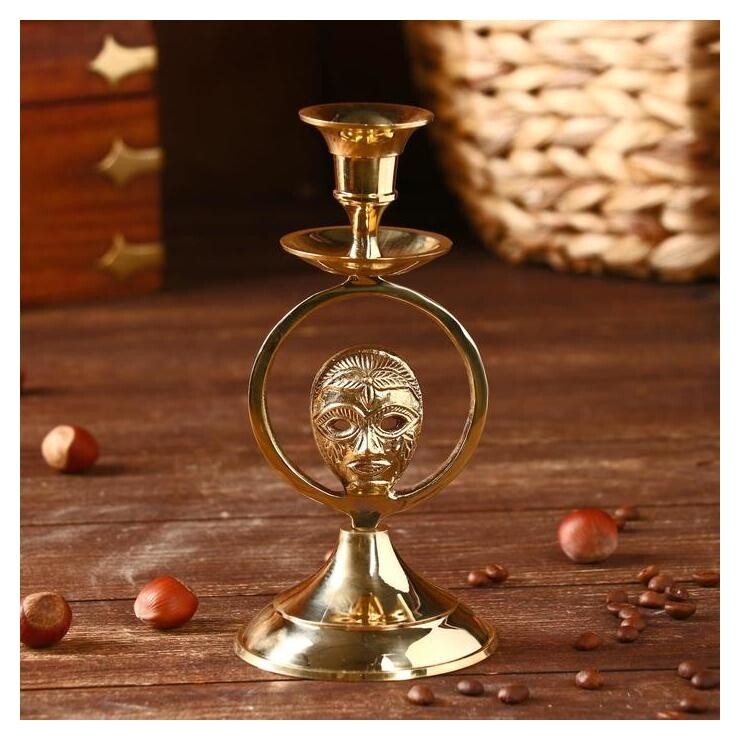 Подсвечник "Маска" латунь 8х8х16,5 см  