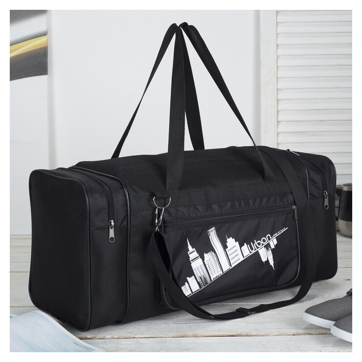 Сумка дорожная, 3 наружных кармана, отдел на молнии, длинный ремень, цвет чёрный  Luris