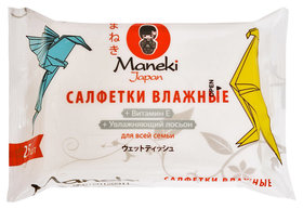 Салфетки влажные Kaiteki, для всей семьи с витамином Е и увлажняющим лосьоном MANEKI