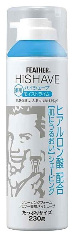 Увлажняющая пена для бритья с гиалуроновой кислотой Hishave, диспенсер Feather