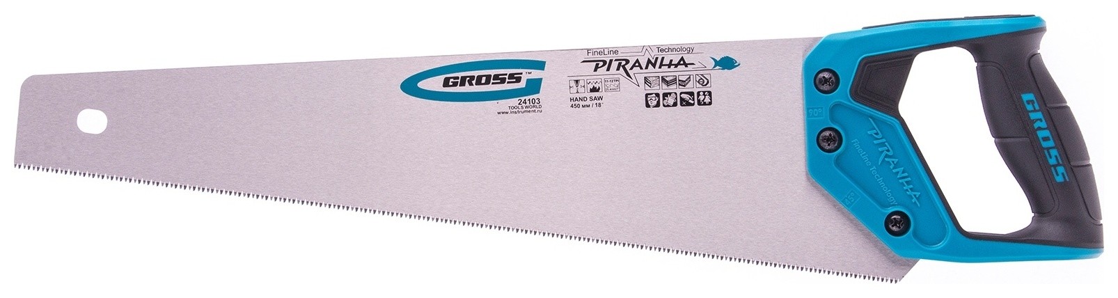 

Ножовка по дереву "Piranha", 450 мм, 11-12 Tpi, зуб-3d, каленый зуб, двухкомпонентная рукоятка