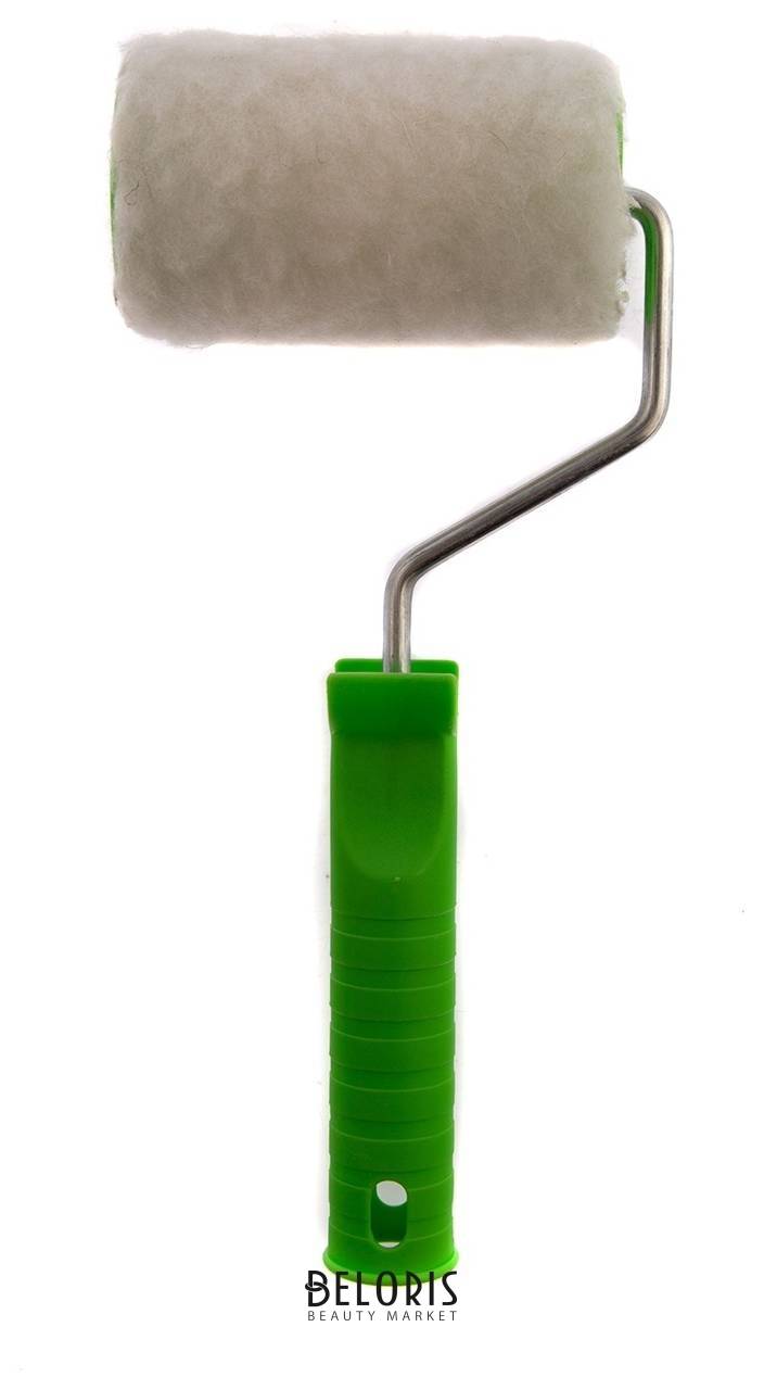 Валик с натуральным мехом, с ручкой, 100 мм, ворс 12 мм, D 48 мм, D ручки 6 мм Сибртех