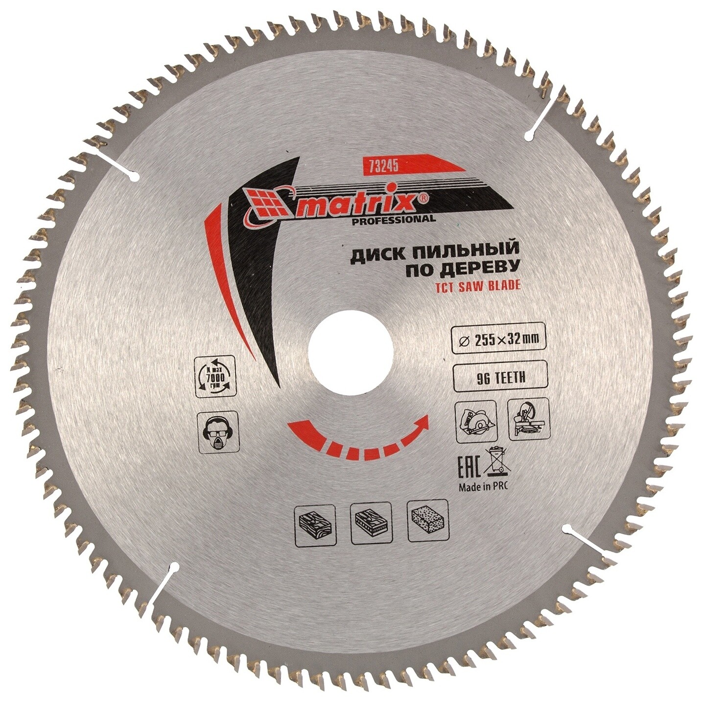 Пильный диск по дереву, 255 х 32 мм, 96 зубьев, кольцо 30/32 Professional Matrix (Матрикс)