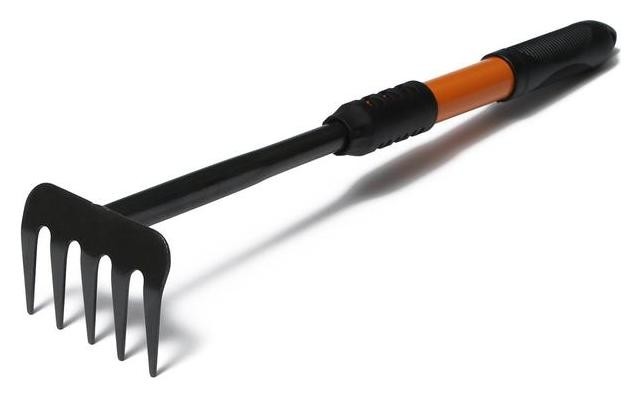 Грабли, длина 45 см, прорезиненная ручка, чёрные