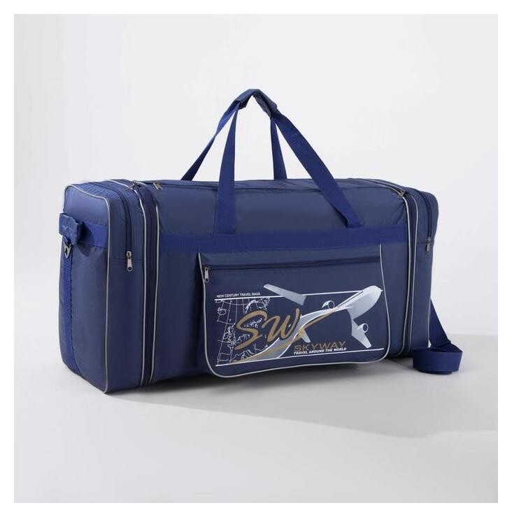 Сумка дорожная, отдел на молнии, 3 наружных кармана, с увеличением, длинный ремень, цвет синий  Sarabella