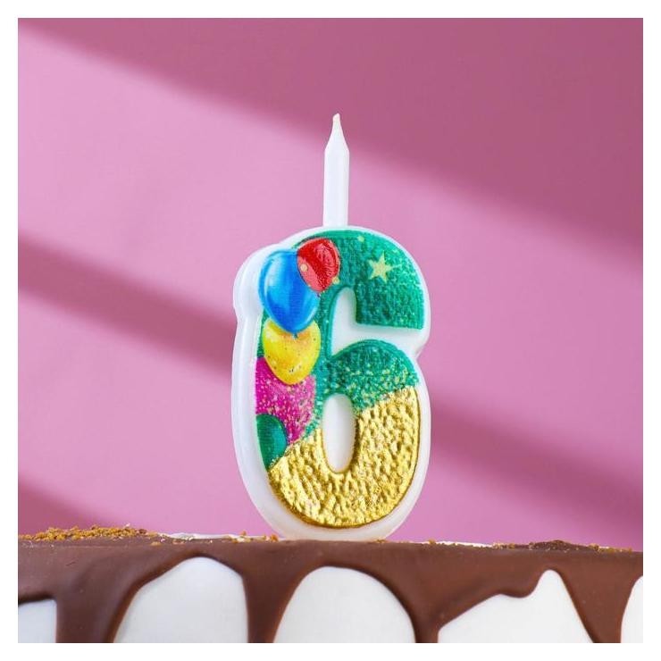 

Свеча в торт "Воздушные шарики", цифра"6", 12 см
