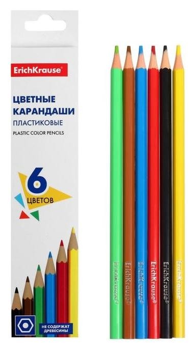 Пластиковые цветные карандаши 6 цветов, Erichkrause Basic, шестигранные