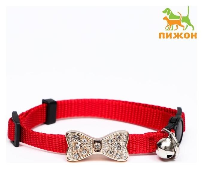 

Ошейник кошачий "Бантик" со стразами, 30 х 1 см, красный