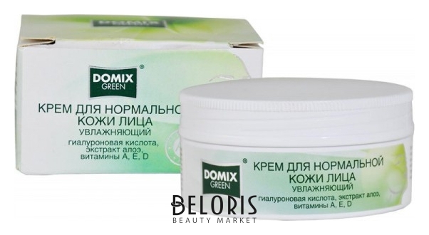 Крем для нормальной кожи лица Увлажняющий с гиалуроновой кислотой, экстрактом алоэ, витаминами A, E, D Domix Green Professional