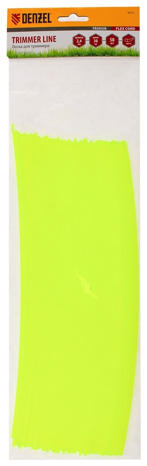 Леска для триммера, круглая нарезанная 2.4 мм х 30 см, 50 шт Flex Cord Denzel