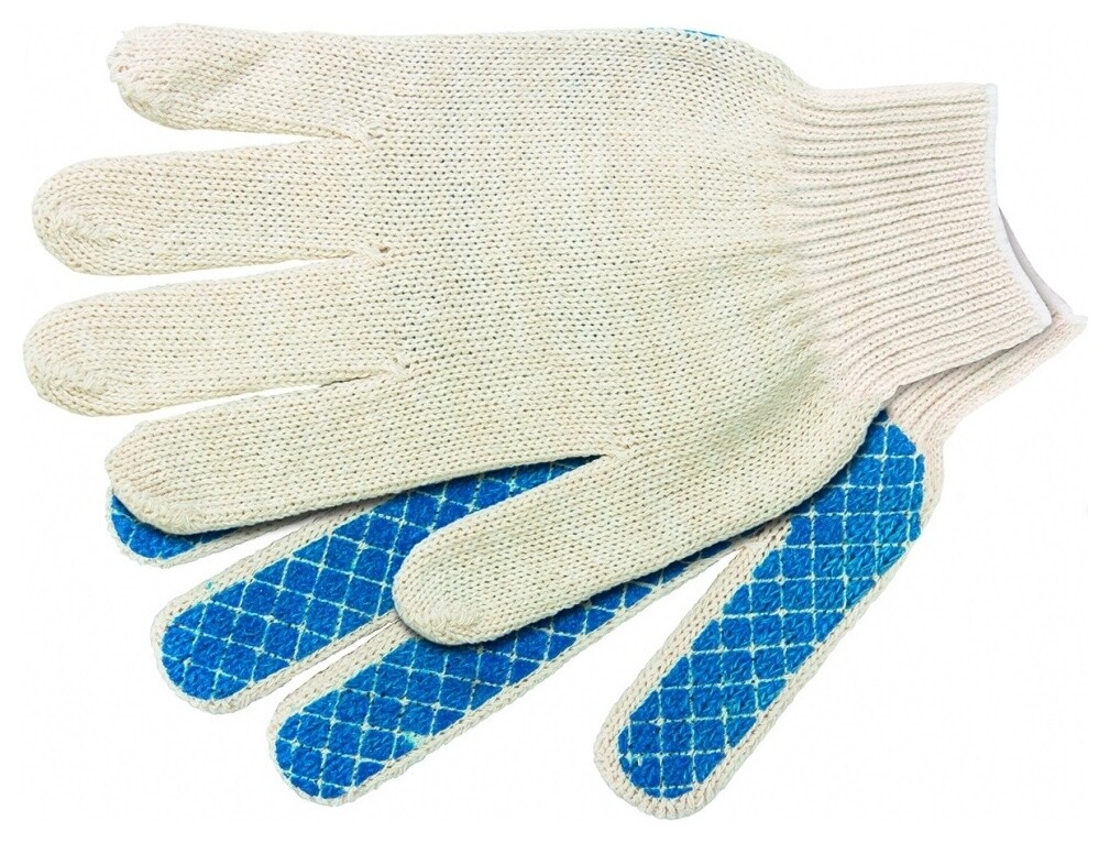 Перчатки х/б, ПВХ покрытие, Шахматный облив, 5 пар в упаковке, 10 класс россия Russia