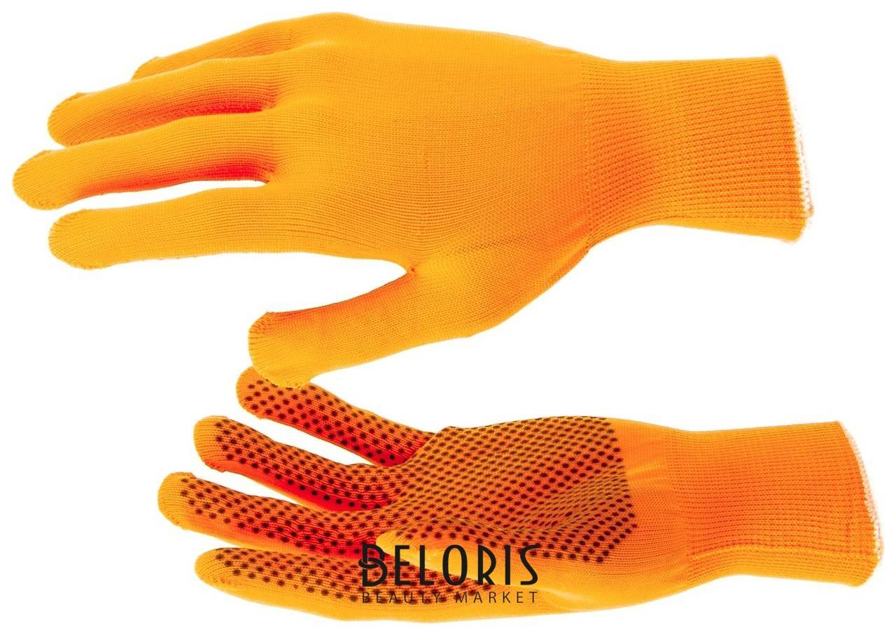 Перчатки нейлон, ПВХ точка, 13 класс, оранжевые, XL россия Russia