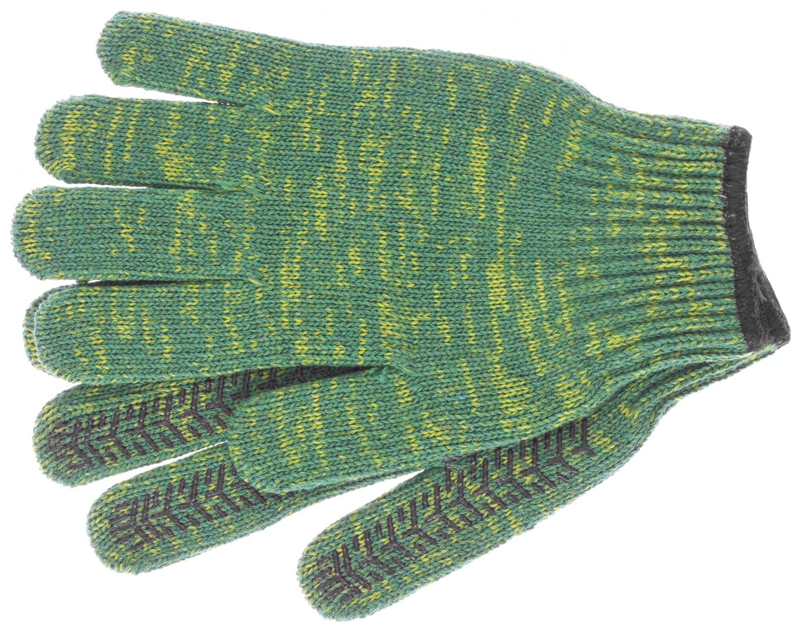 Перчатки трикотажные усиленные, гелевое пвх-покрытие, 7 класс, зеленые россия