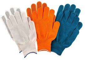 Перчатки в наборе, цвета: оранжевые, синие, белые, ПВХ точка, XL Palisad