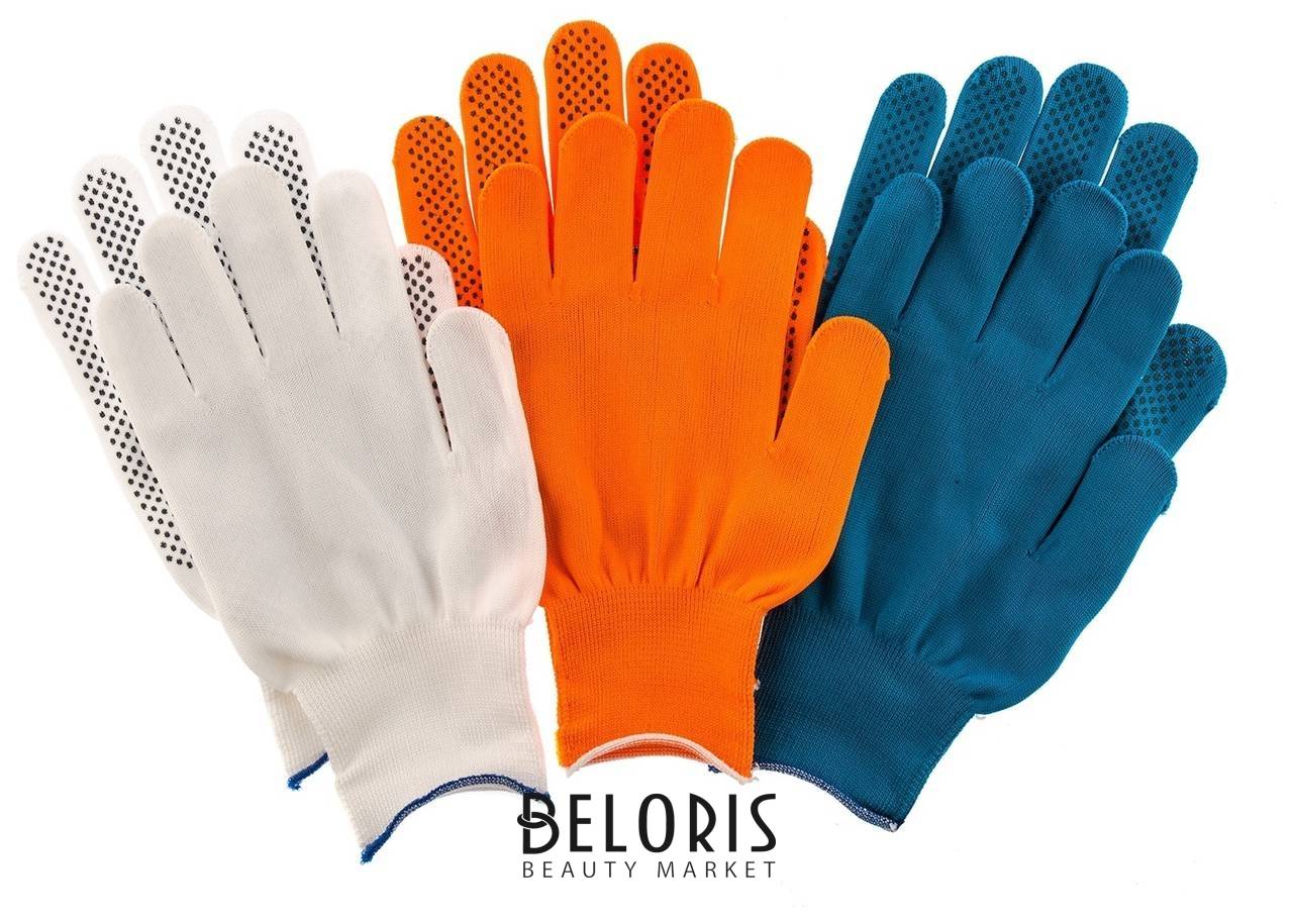 Перчатки в наборе, цвета: оранжевые, синие, белые, ПВХ точка, XL Palisad