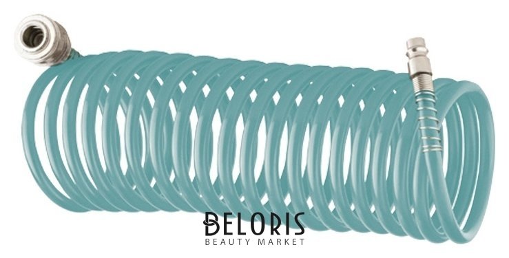 Полиуретановый спиральный шланг профессиональный Basf, 15 м, с быстросъемными соединением Stels