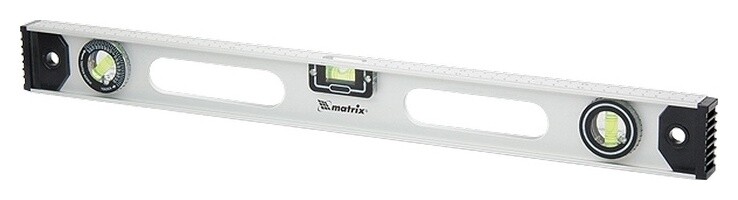 Уровень алюминиевый "Рельс", 1500 мм, 3 глазка (1 поворотный)  Matrix (Матрикс)