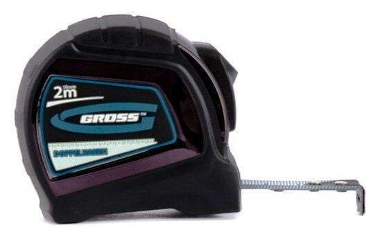 Рулетка "Doppelhaken", 2 м X 16 мм, односторонний зацеп, нейлон, двусторонняя шкала, автоматическая фиксация  Gross