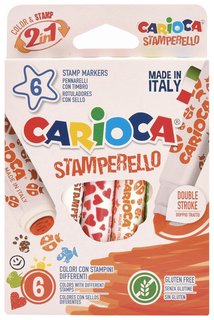 Фломастеры-штампы двусторонние Carioca (Италия) "Stamperello", 6 цветов, смываемые, 42279 Carioca