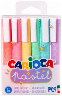 Набор текстовыделителей Carioca (Италия) 6 шт., "Pastel", линия 1-5 мм, 43033 Carioca