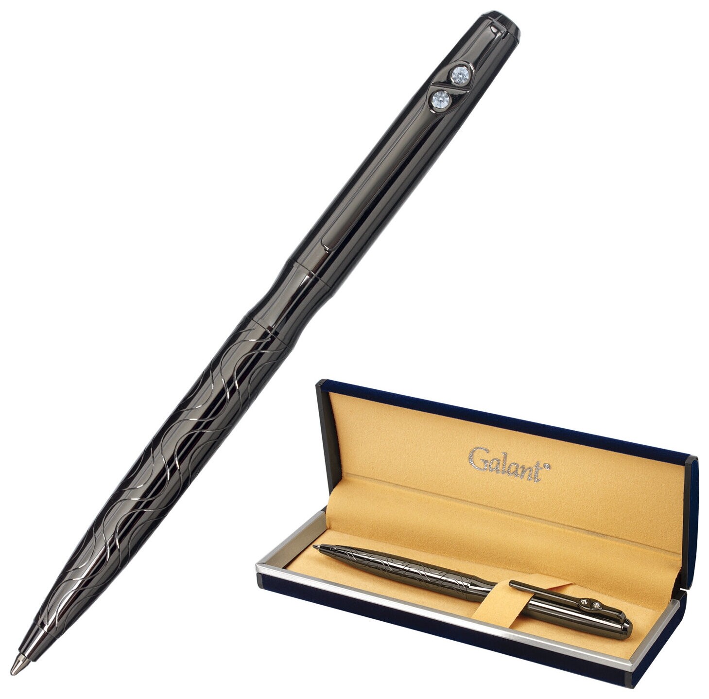 Ручка подарочная шариковая Galant "Nuance", корпус оружейный металл, детали оружейный металл, узел 0,7 мм, синяя, 143508  Galant