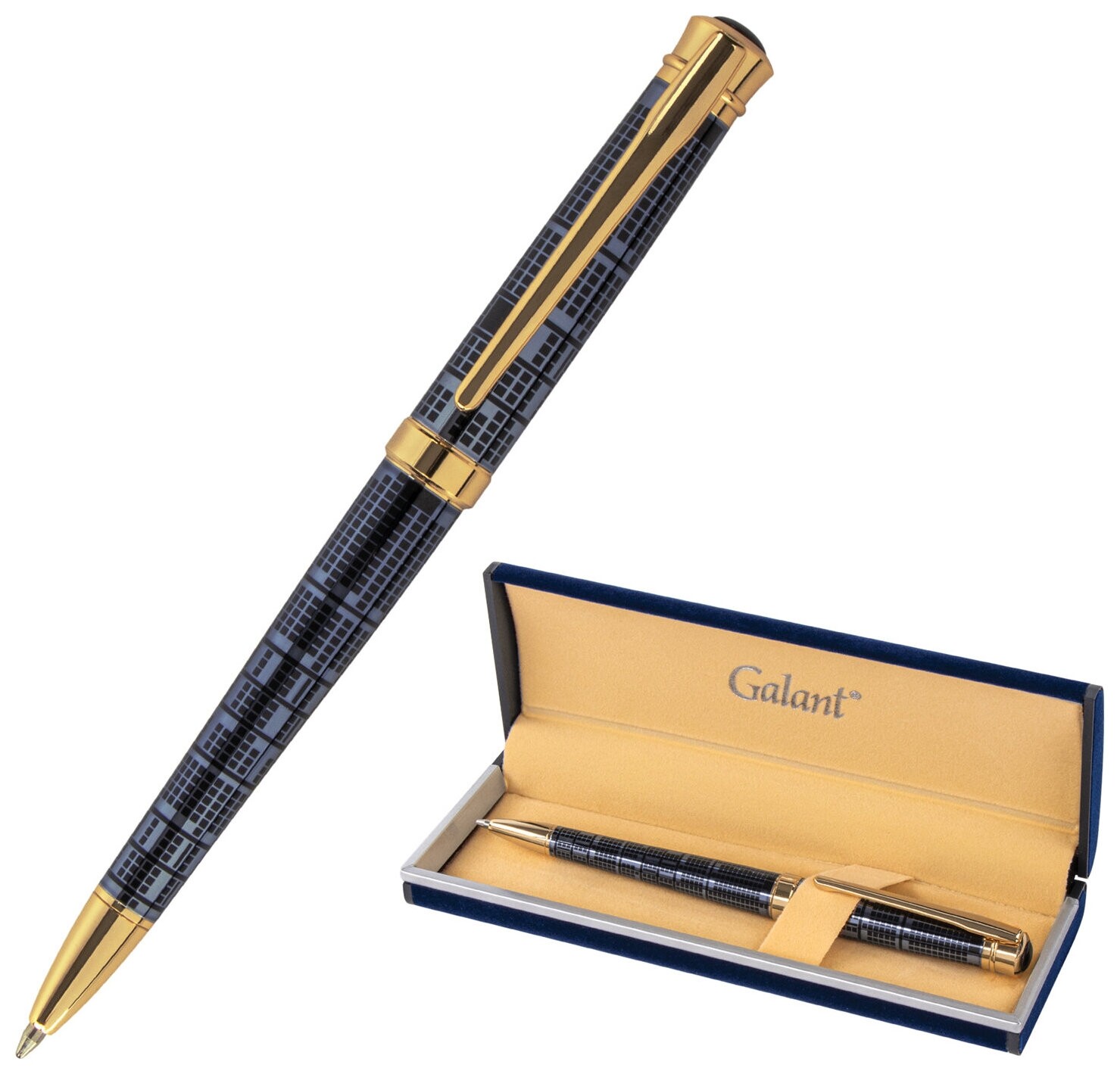 Ручка подарочная шариковая Galant "Traforo", корпус синий, детали золотистые, узел 0,7 мм, синяя, 143512  Galant
