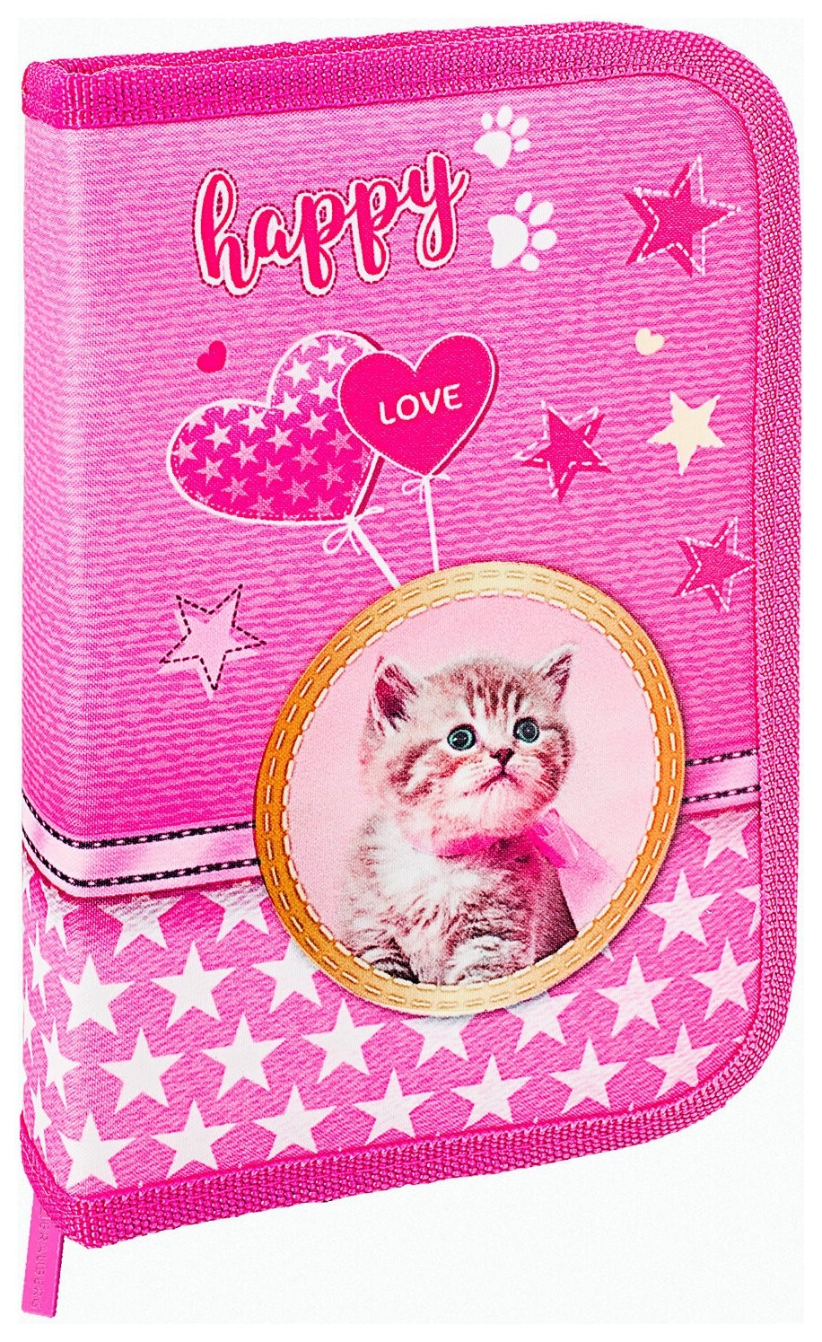 

Пенал Brauberg, 1 отделение, 1 откидная планка, полиэстер, 21х14 см, "Happy Kitten", 270308