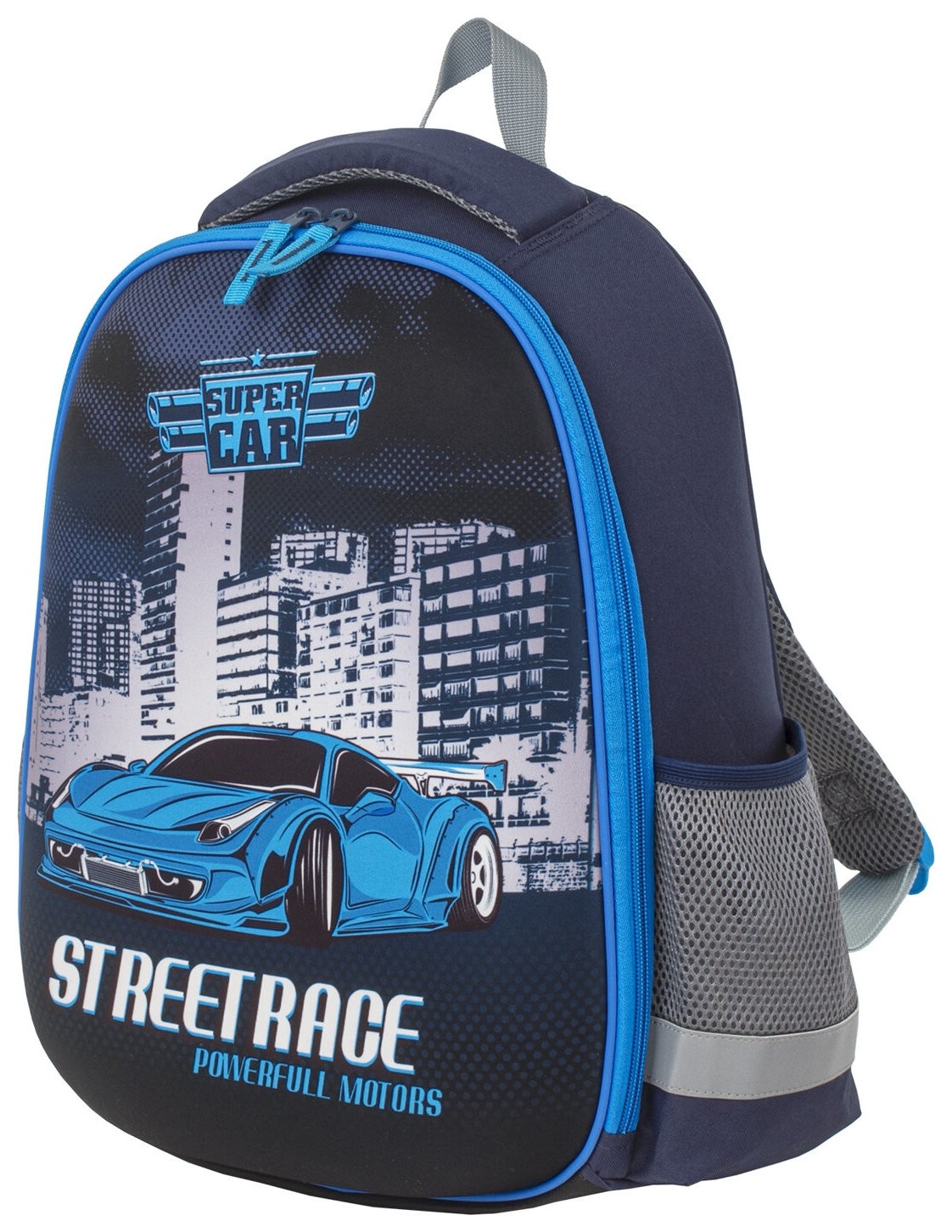 

Ранец пифагор EVA Basic, 1 отделение, "Supercar", , 229940, Черный\голубой