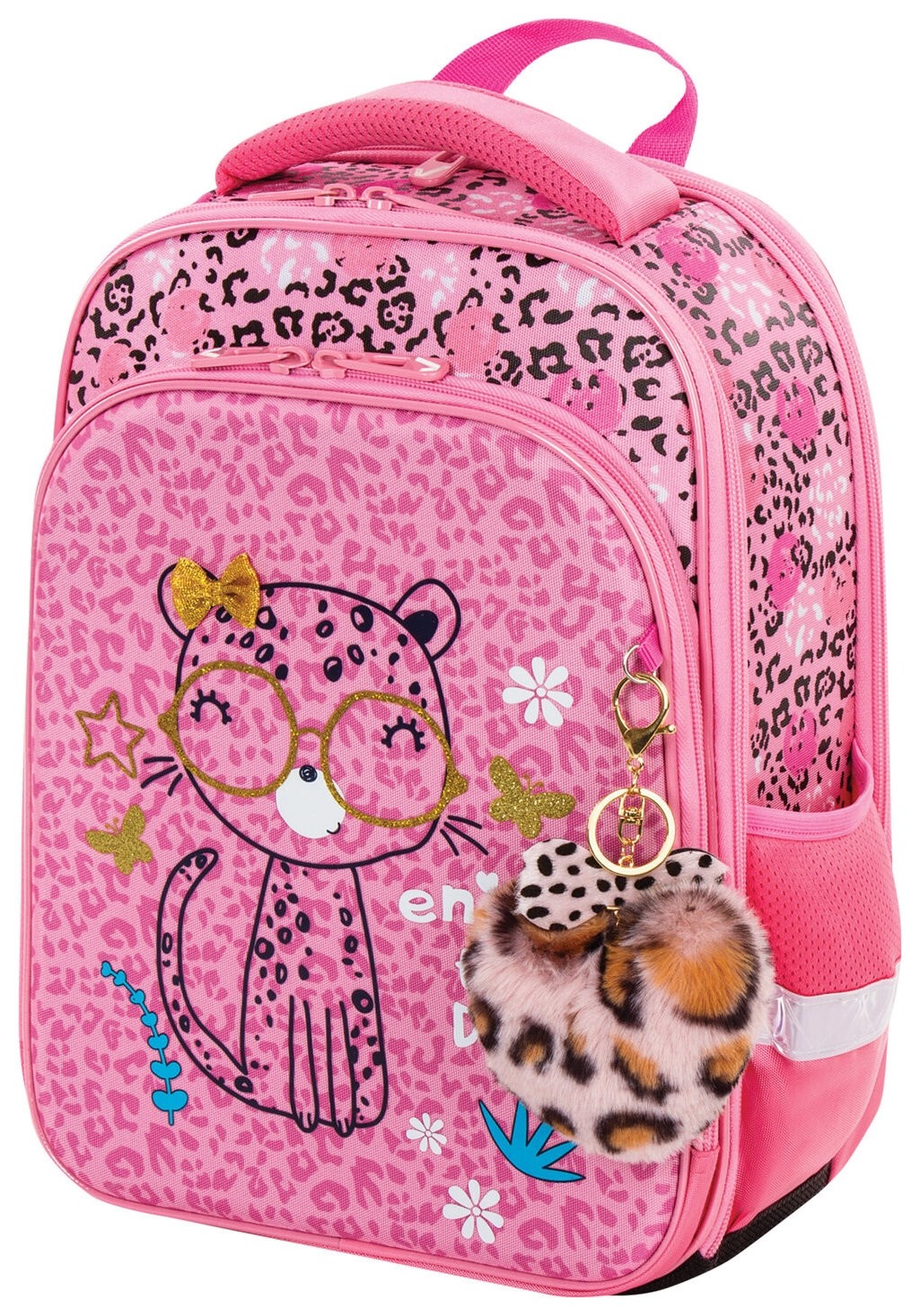 

Ранец Brauberg Quadro, 3 отделения, с брелком, "Pink Leopard", , 229950, Розовый