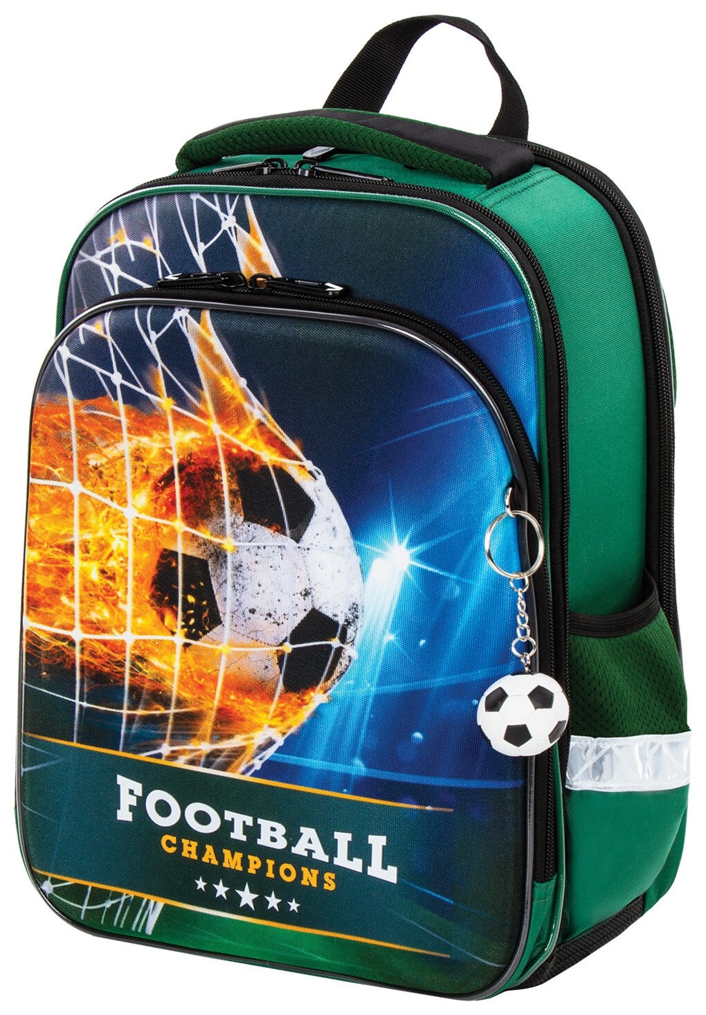 

Ранец Brauberg Quadro, 3 отделения, с брелком, "Fire Football", , 229956, Зеленый