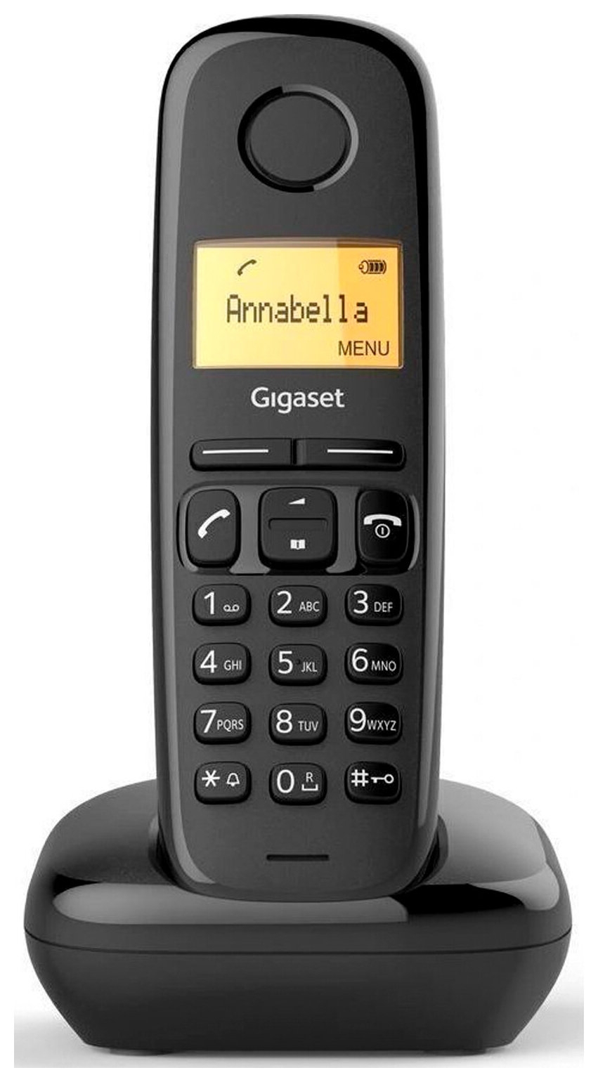 Радиотелефон Gigaset A170, память 50 номеров, аон, повтор, часы, черный, S30852h2802s301