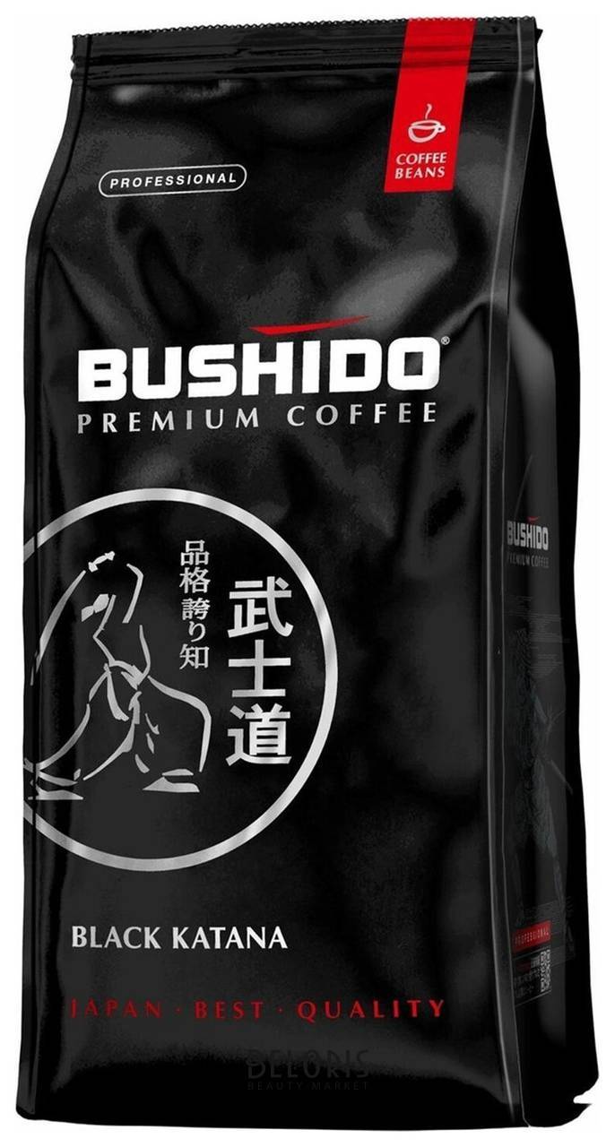 Кофе в зернах Bushido Black Katana, натуральный, 1000 г, 100% арабика, вакуумная упаковка, Bu10004008 Bushido