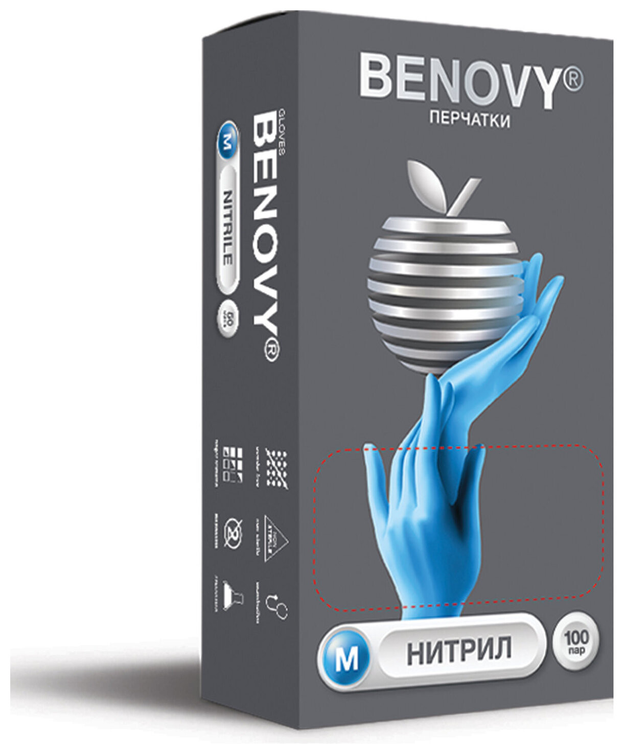 Комплект 100 пар (200 шт), размер M (средний)  Benovy