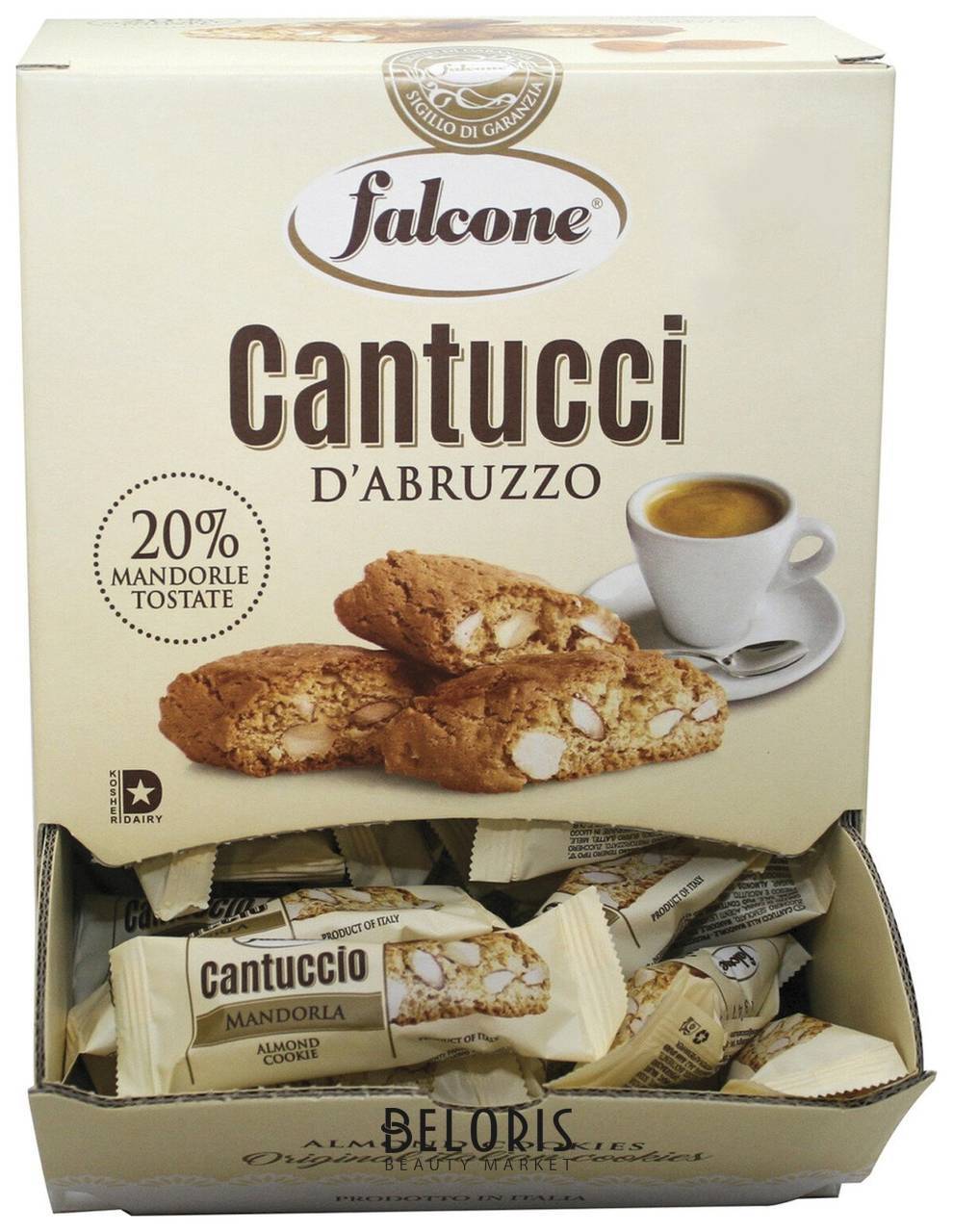Печенье сахарное Falcone Cantucci с миндалем, 1 кг (125 шт. по 8 г), в коробке Office-box, Mc-00014394 Falcone