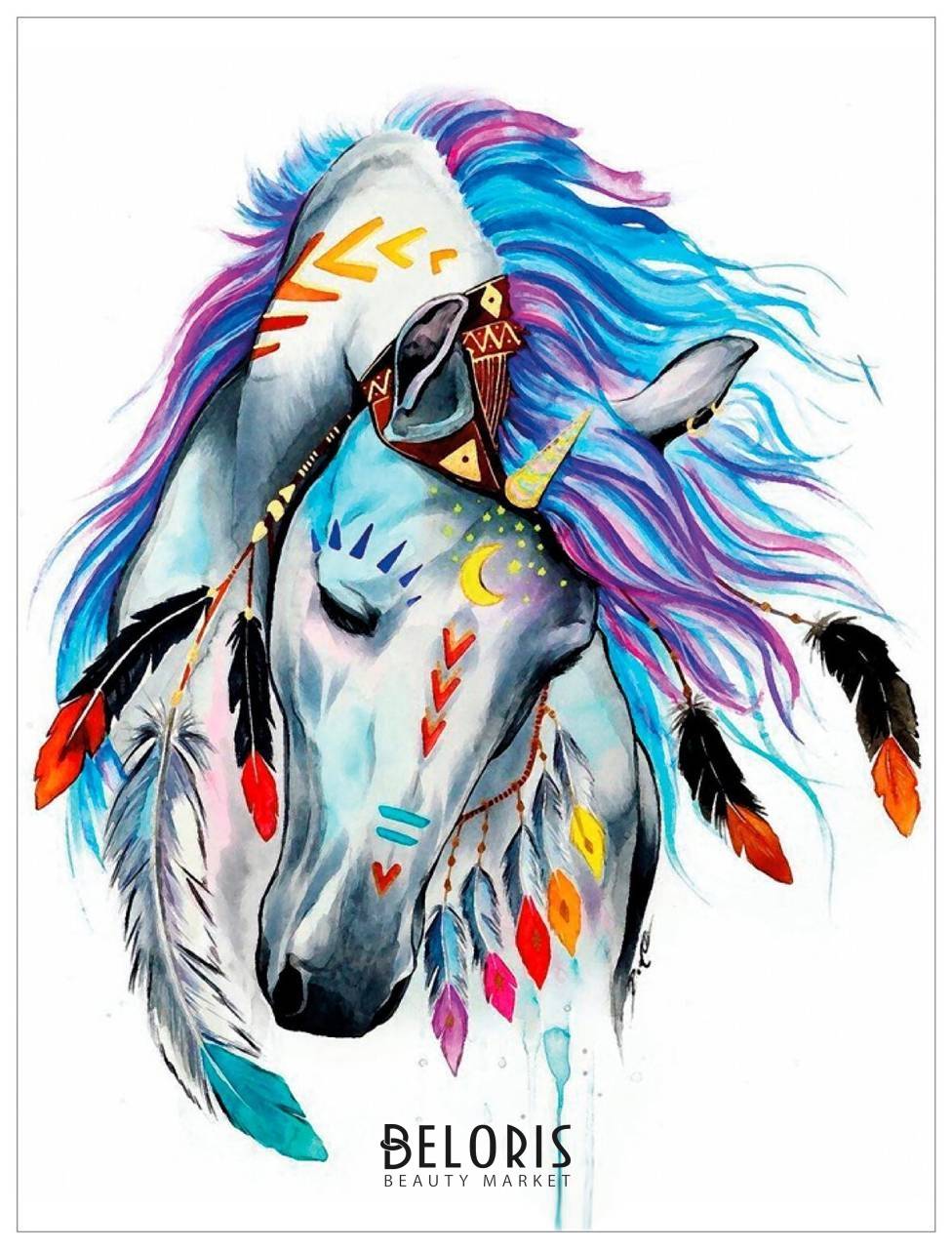 Картина стразами (Алмазная мозаика) 30х40 см, остров сокровищ Индейская лошадь, без подрамника, 662403 Остров сокровищ