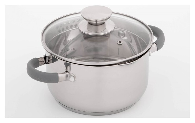 Кастрюля Magistro Tefida, 2,5 л, крышка-дуршлаг, носик для слива, капсульное дно, силиконовые ручки  Magistro