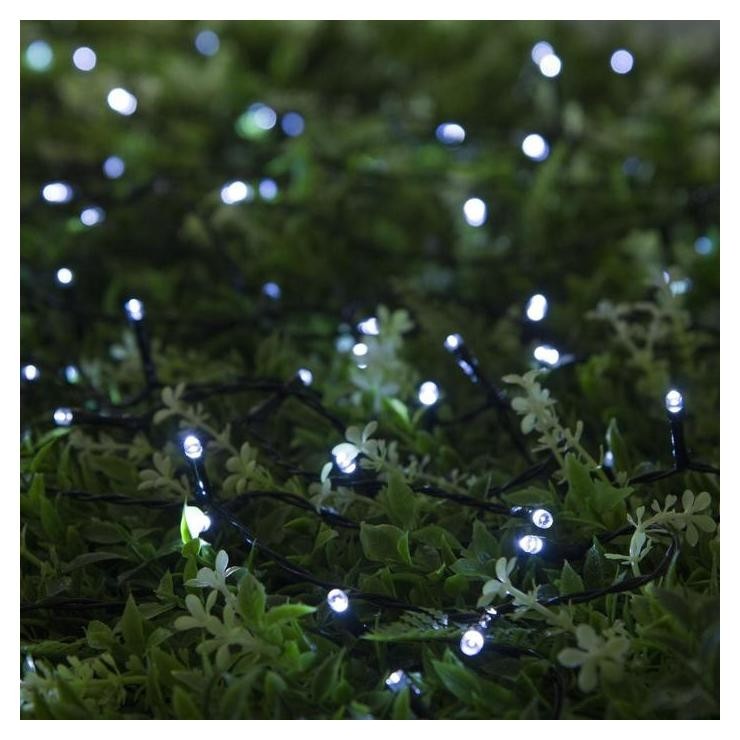

Гирлянда "Нить" 10 м, тёмная нить, 100 Led, свечение белое, 2 режима, солнечная батарея