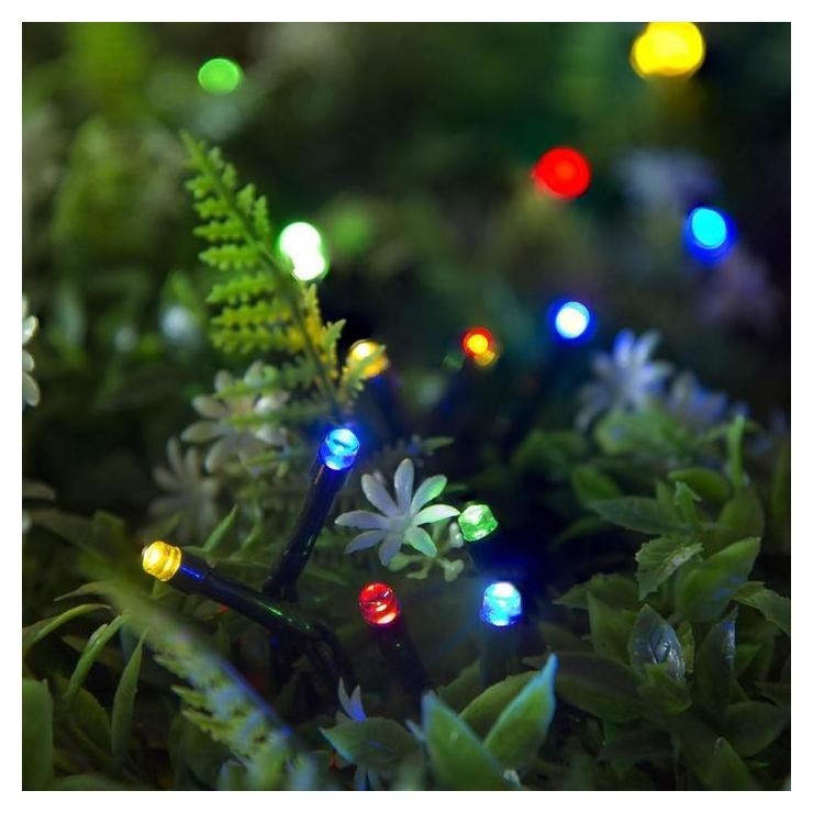 

Гирлянда "Нить" 20 м, тёмная нить, 200 Led, свечение мульти, 2 режима, солнечная батарея