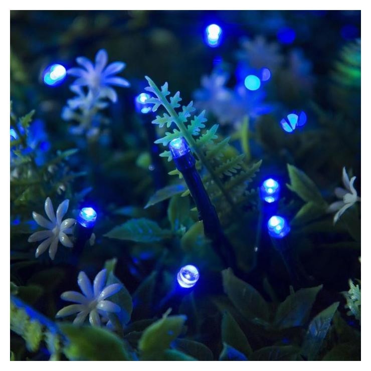 

Гирлянда "Нить" 10 м, тёмная нить, 100 Led, свечение синее, 2 режима, солнечная батарея