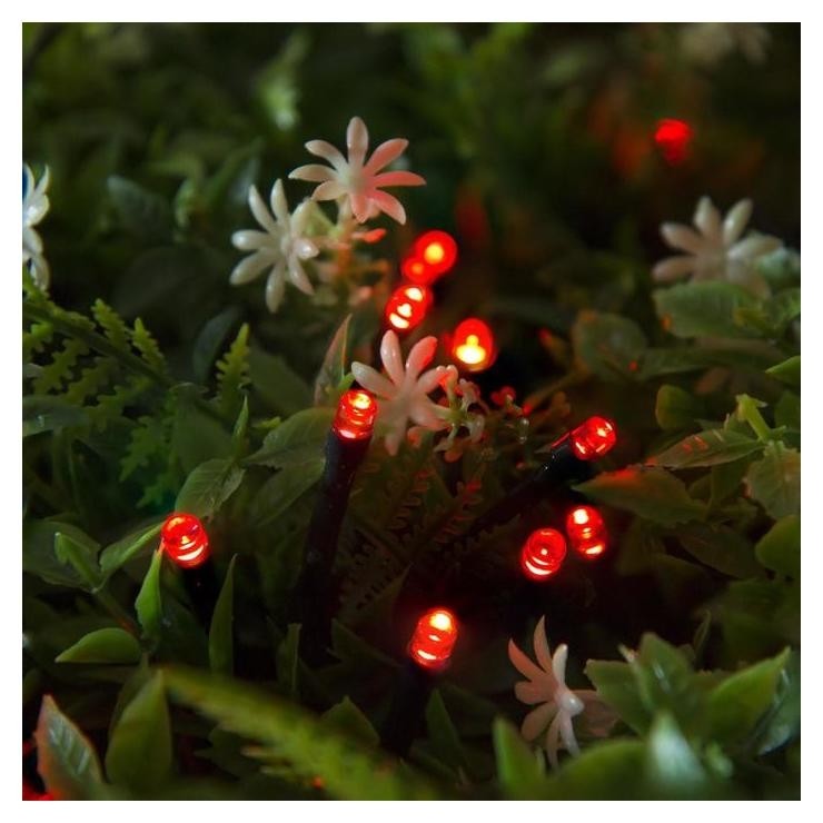 Гирлянда "Нить" 20 м, тёмная нить, 200 Led, свечение красное, 2 режима, солнечная батарея
