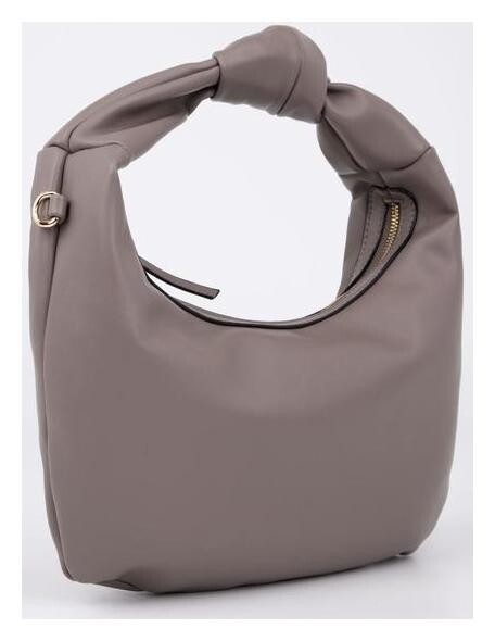 Сумка-хобо, отдел на молнии, длинный ремень, цвет серый  