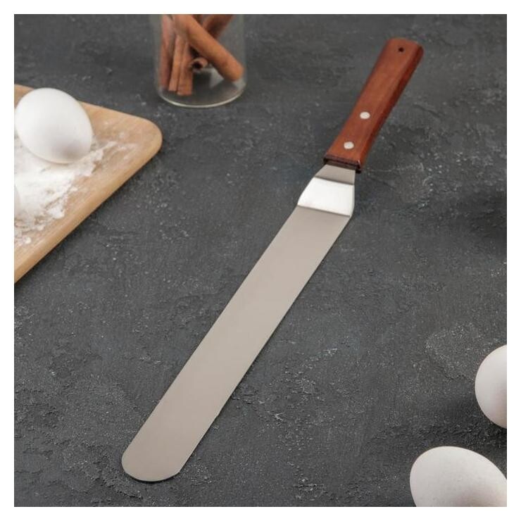 Лопатка-палетка с деревянной ручкой, изогнутая, 41 см 