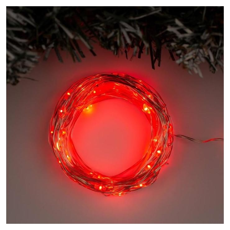 

Гирлянда "Нить" 10 м роса, Ip20, серебристая нить, 100 Led, свечение красное, фиксинг, 12 В