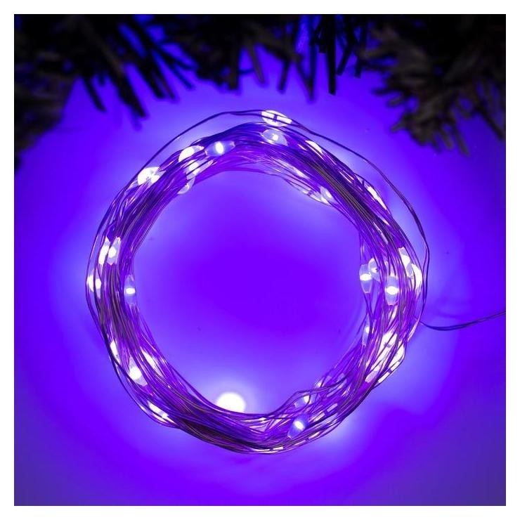

Гирлянда "Нить" 10 м роса, Ip20, серебристая нить, 100 Led, свечение фиолетовое, фиксинг, 12 В