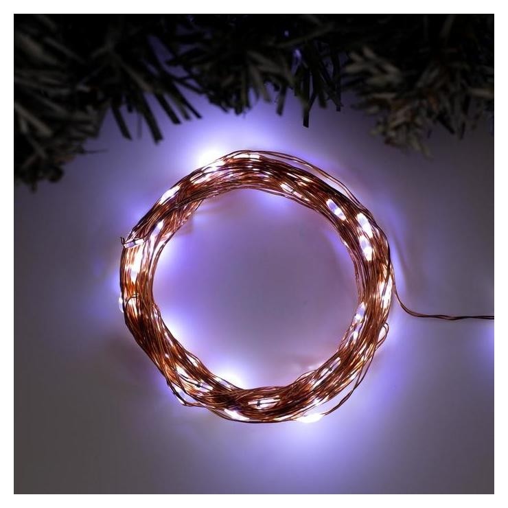 

Гирлянда "Нить" 10 м роса, Ip20, медная нить, 100 Led, свечение белое, фиксинг, 12 В