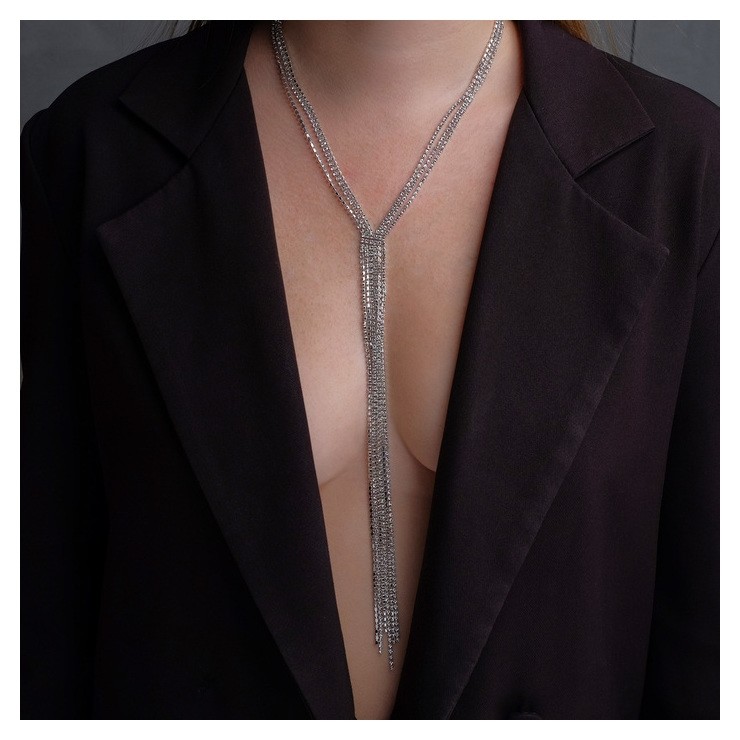 

Набор 2 предмета: серьги, колье "Лёд" дорожка, цвет белый в серебре