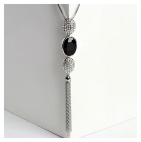 Кулон "Утончённость" овалы с цепочкой, цвет чёрно-белый в серебре, 60см Queen Fair